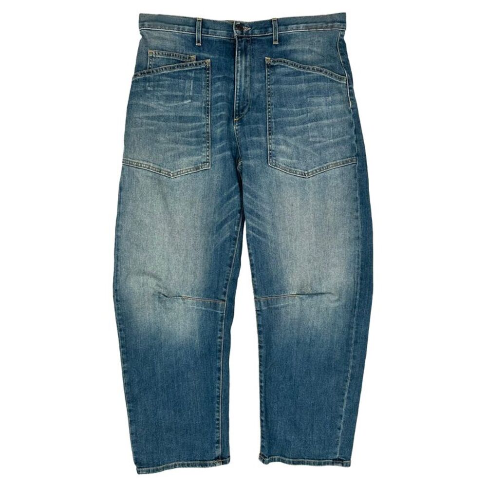 Nili Lotan Shon Barrel Jeans in Blue Cotton